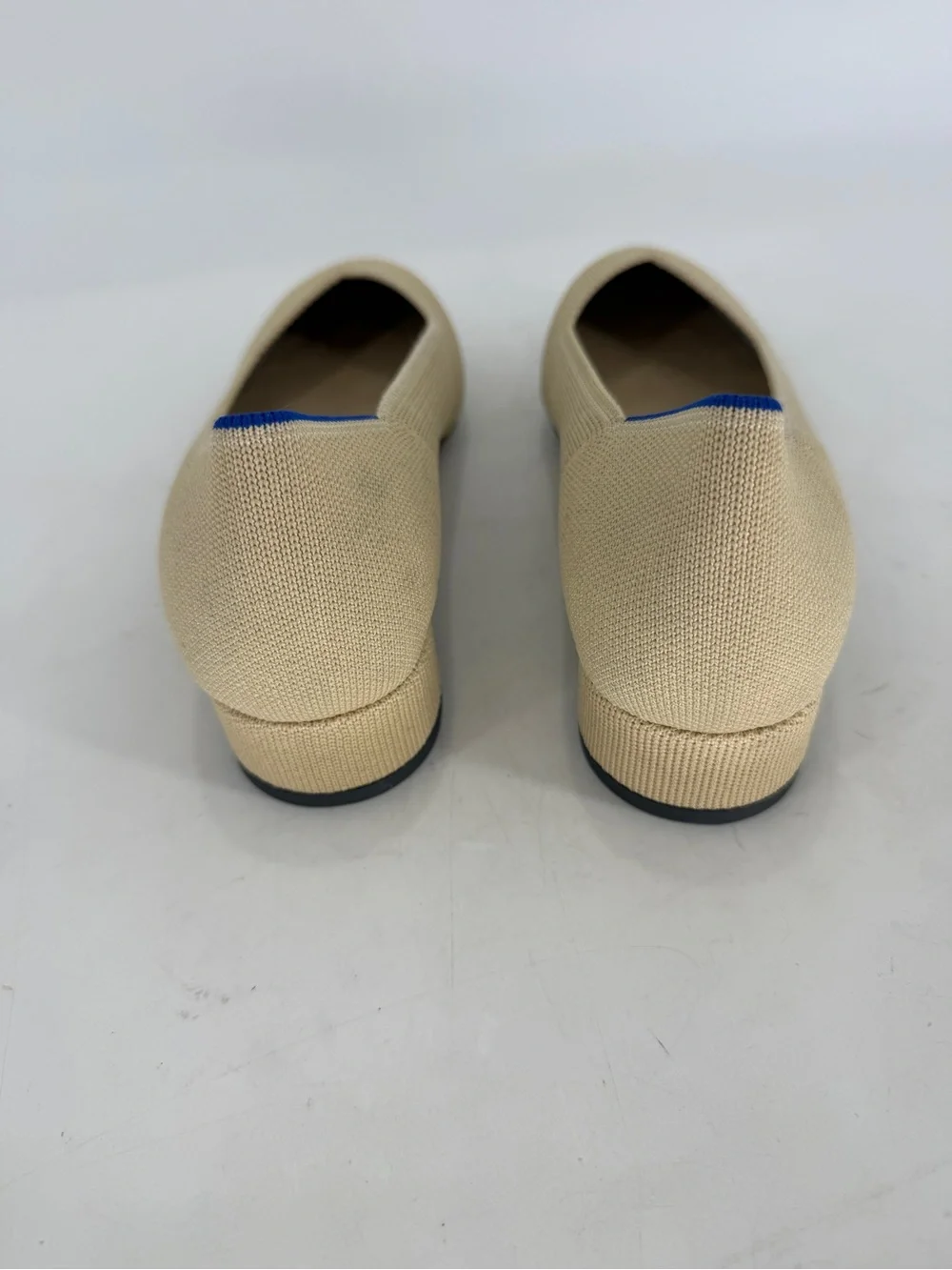 Rothy's Sandstone Pointed Heels with Blue Trim Women’s Size 8.5